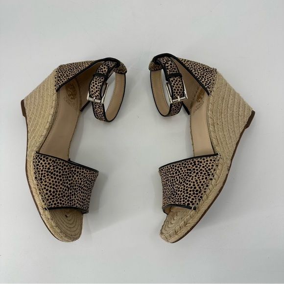 Vince Camuto Leera Espadrille Wedge Sandal Cow Hair Cheetah Print Size 10 - Picture 7 of 11